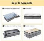 Large Under Bed Storage Containers, 2-Pack Double Layer Underbed Storage Bins with 3 Handles, 70L Extensible/Closed Clothes Storage Organizer with Sturdy Bottom Sidewalls, Grey