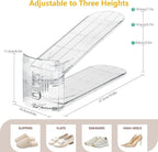 Clear Shoe Slots Organizer for Closet, 36-Pack Adjustable Shoe Stacker & Space-Saving Shoe Storage for a Variety of Spaces, Double Deck Organizer (Transparent)