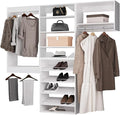 ROOMTEC Modular Closet System, 78" Wall Mounted Modern Closet Organizer with Hanging Rods and Shoe Shelf, Wooden Tower for Walk-In Closets, Wardrobe Storage Kit, White