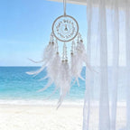 Dream Catcher for car,car Decorations for Women,Feather Dream Catcher Crystal Charm Bling Deco Accessories Hanging Ornaments,Christmas Hanging,Xmas Gift for Girl (White)