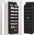 STORAGE MANIAC Over the Door Shoe Organizer with Curtain Dustproof Heavy-Duty Large Deep Pocket Hanging Shoe Organizer for Closet Dorm & Narrow Door Storage Shoe Holder Shoe Rack, 9-Shelf Black 1 Pack