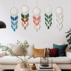 Artilady Macrame Dream Catchers for Bedroom - Tassel Wall Hanging Handmade Dreamcatchers Home Decor with Tassel Feather Ornament Craft Blessing Gift (Green Mix)