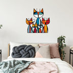 Wesiti Cat Wall Art Decor Iron Wall Sculptures Decor for Cats Lover 10.2 x 11.8 Inches Colorful Mid Century Cat Retro Signs for Home Living Room Bedroom Kitchen Office(Trendy)