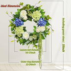 Spring Summer Wreaths for Front Door 24 Inch Summer Wreath with Hydrangea, Rose & Peony Floral Spring Door Wreath with Lush Greenery for Indoor & Outdoor Seasonal Home Decor