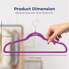 150 Pieces Velvet Hangers - Space Saving Heavy Duty Slim Suit Clothes Hanger Set with 360 Degree Swivel Metal Hook, Can Hold Up to 10 Lbs. for Coats, Jackets, Pants & Dress (Purple)