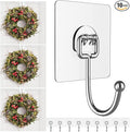 Big Wreath Hangers for Front Door,Large Clear Wreath-Door-Hanger-Easter-Christmas-Halloween-Decorations,60lb Over-The-Door-Hooks Glass Door,Adhesive Wall-Hooks for Hanging Wreath Home-Decor (10)
