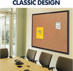 Quartet Cork Bulletin Board 36"W x 24"H Pin Board, Black Aluminum Frame (2303B)