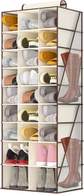 VERONLY Hanging Shoe Organizer for Closet-Collapsible Storage Rack with 25 Sections & 4 Side Pockets, Hanging Shoe Shelves for Hats,and Clothes, Beige