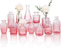 12 Pack Pink Glass Bud Vase Set, Small Vintage Vases for Centerpieces, Decorative Flower Vases for Wedding Home Table Decor