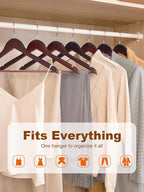 HOUSE DAY Cherry Wooden Hangers 20 Pack, Heavy Duty Wooden Coat Hanger for Closet, Solid Wood Hanger with Non Slip Pant Bar, Smooth Finish Wood Clothes Hangers for Shirts, Suits Jackets, Dress