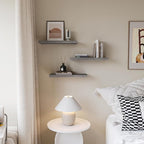 Upassion Floating Shelves for Wall Set of 3, 16" Gray Wall Shelves for Home Decor, Frame Display Floating Shelf for Living Room, Bedroom, Bathroom, Kitchen