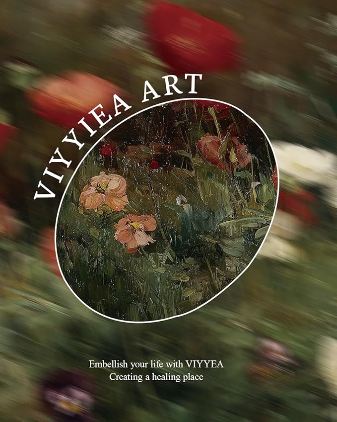VIYYIEA Vintage Gold Framed Wall Art for Living Room, Flowers Canvas Prints Home Decor, Oil Painting Picture, Bedroom Wall Decor Gifts for Friends or Family -【Poppies】-(16L x 12W)