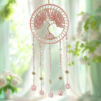 Crystal Tree of Life Dream Catchers with Stone Pendant Pink Dream Catcher Wall Decor Handmade Dreamcatcher Wall Hanging Ornament for Bedroom Living Room Home Decor