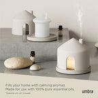 Umbra Casita Diffuser in Sand – Aromatherapy Essential Oil Diffuser with LED Light, Multiple Mist Settings, Automatic Shut-Off, Hidden Storage for Oils, Concrete & Melamine Design for Modern Homes