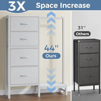 OLIXIS 4 in 1 Storage with Hanging Rack, Clothes Rack Shoes Rack, Bag Hook, Tall Storage Tower, Sturdy Frame for Bedroom Entryway Living Room White