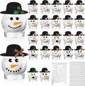 24 Sets Christmas Plastic Snow Globes Kit Includes 24 Clear Snow Globe, Mini Black Top Hats and Sticker for Ornaments DIY Crafts Fillable Snow Globes Home Winter Christmas Decoration