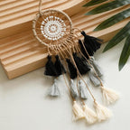 Artilady Small Dream Catcher for Cars - Bohemian Mini Dream Catchers for Cars Rear View Mirror Hanging Decoration (Black Grey White)