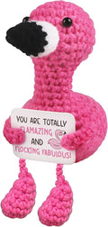 WenmthG Positive Flamingo Crochet Doll - Mini Funny Gifts for Women Girlfriend Wife Couple Positive Crochet Animals Emotional Cheer Up Support Handmade Flamingo Birthday Graduation Decoration Gift