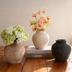 Ceramic Flower Vase Home Decor, 6.2 inch Farmhouse Rustic Vintage Decorative Vases, Pottery Terracotta Boho Flowers Vases for Dining Table, Living Room, Shelf, Kitchen, Bedroom (6.2"-Terracotta)