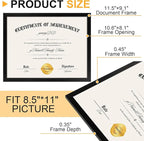 YixangDD 5 PACK Certificate Frames 8.5 x 11, Black Diploma Frame Document Frame with Clear Plexiglass, Picture Frames for Tabletop and Wall Display