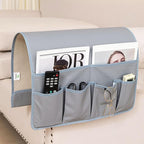 HAOMAIJIA Anti Slip Sofa Armrest Organizer Arm Chair Bedside Caddy Storage Organizer For Recliner Couch With 6 Pockets For Cell Phone Tv Remote Control (Light Gray, 31.89 inches × 18.5 inches)