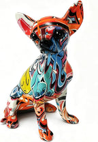 Colorful Chihuahua Statue, Creative Dog Puppy Home Sculpture Decor, Suitable for Bookshelf Desktop Kitchen Living Room Decorative Table Decoration, Gift for Dog Lovers Women and Men(Large)