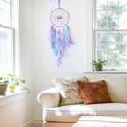 Pretty Jolly Dreamy Girls Butterfly Dream Catcher Wall Decor Fairy Colored Feathers Baby Dreamcatcher Handmade Home Décor Wall Hanging for Nursery Bedroom Girls Birthday Gift