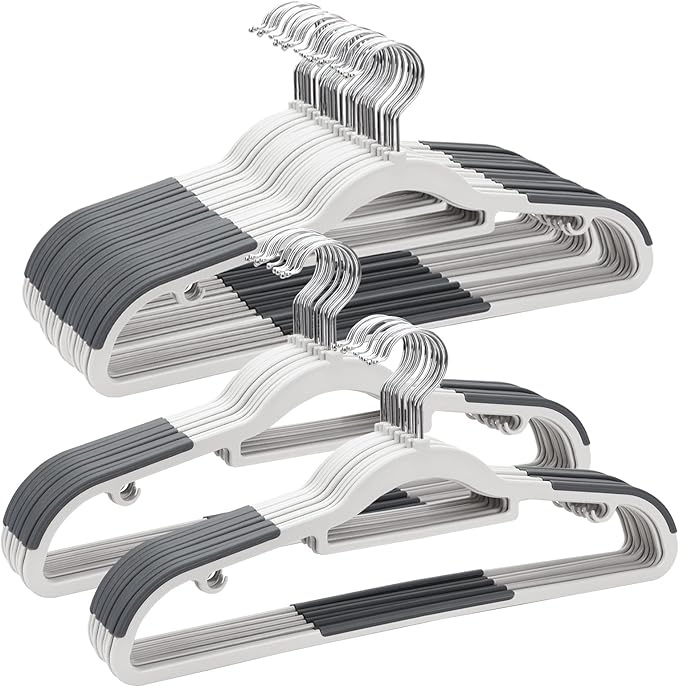 ELONG HOME Plastic Hangers - 50 Pack, Non Slip Slim Coat Hangers, Heavy Duty, 17.1" for Women/Men Clothes