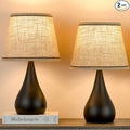 17.3'' Modern Dimmable Touch Lamps for Nightstand 2pcs, Table Lamps for Living Room, Reading Desk Lamp for Office, Bedside Lamps with Iron Base, Small Lamp for Bedroom, Bulb Included, Black