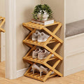 The 9-Tier No-Assembly Bamboo Rack, 2-9 Tier Folding Shoe Storage Rack, Space-Saving Organizer for Shoes, No Assembly Narrow Shoe Shelf for Entryway Closet Dorm (Natural, 4 Tier)