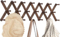 Accordion Wall Hanger, Hat Rack for Wall with 20 Coat Hooks, Expandable Hat Hangers Organizer, Vintage Decorative Coat Rack Wall Mount for Purse, Mug (Brown)