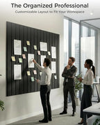 Aothia 12-Pack Felt Bulletin Board Tiles - 48x36 Modular Pin Board for Walls, 0.2" Thick Cork Board Alternative for Office & Classroom, 70 Adhesive Tabs & 40 Pushpins Included (Black)