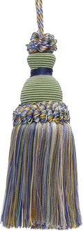 DÉCOPRO Beautiful Hand-Crafted 5" (12.5cm) Key Tassel, 3 1/2" (8.5cm) Loop # IKTJ, Spring Green #4668 (Mint Green, Sky Blue, Light Gold) Set of 10