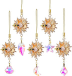 5Pcs Crystal Suncatchers Glass Prisms Christmas Tree Decorations Gold Flower Bee Hanging Crystal Ornament Wedding Party Home Decor