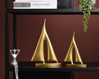 Modern Sculptures Home Decor, Gold Sailboat Decor Ornament, Boat Decorations Statue Decor, Art Sculptures and Statues, Sailboat Gifts Home Office Bathroom Shelf Decor Nautical Decor (2 Pack)