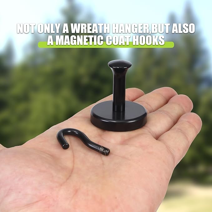 Neosmuk Magnetic Coat Hook,170lb Strong Extra Heavy Duty Magnet Hooks,Magnetic Wreath Hanger/Holder for Metal Doors,Purse,Towel,Stocking,Cruise Cabin,Black,3 Pack