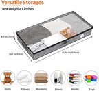 Fixwal 4 Pack Underbed Storage Containers, Below 4.5 Inches Low Profile Under Bed Organizer Clothes Storage Bins with Sturdy Sidewalls and Bottom
