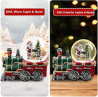 Christmas Snow Globe with Light up and Musical Snowflakes, 5.9 Inch Height Santa Claus Train Resin Snowglobe, Christmas Holiday Indoor Decor.