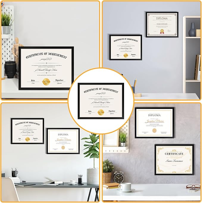 YixangDD 18 PACK Certificate Frames 8.5 x 11, Black Diploma Frame Document Frame with Clear Plexiglass, Picture Frames for Tabletop and Wall Display