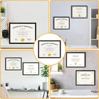 YixangDD 5 PACK Certificate Frames 8.5 x 11, Black Diploma Frame Document Frame with Clear Plexiglass, Picture Frames for Tabletop and Wall Display