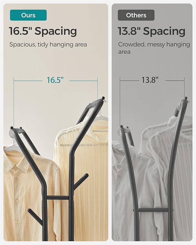 SONGMICS Clothes Rack, Double-Rod Clothing Rack for Hanging Clothes with Wheels, Garment Rack, Metal Frame, 220 lb Max. Total Load, 40.7 Inches Wide, Clothes Storage and Display, Black UHSR107B01