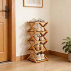2/3/4/5/6/7/8/9 Tier Bamboo Shoe Rack - Foldable,No Installation Needed,Space-Saving Multi-Tier Storage for Indoor & Balcony Use (Brown,8 Layers)