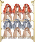 Scarf Organizer Wall Mounted, 5-Tier Scarf Display Rack, Metal Spiral Scarf Holder Belt Pants Hijab Hanger for Clothing Retail Store Home, 23.6" x 3.9" x 29.5"(Gold)