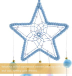 Pretty Jolly Blue Star Kids Dream Catcher Wall Decor Pompom Feather Baby Dreamcatcher Handmade Children Dream Catcher Home Décor Wall Hanging for Nursery Bedroom Boys Girls Birthday Gift-25.6in