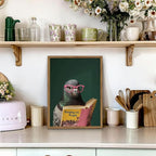 Framed Funny Pigeon Wall Art, Humorous Bird Reading Wall Decor Paintings, Pooping on People Book Pictures Canvas Print Eclectic Home Decor for Bathroom Living Room Office Dorm 16x24 inch
