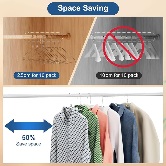 SPECILITE Wire Metal Clothes Hangers Bulk 250 Pack for Standard Size Suits, Coats, Shirts, Pants, Skirts, Space Saving, Non Slip,16 Inch 12 Gauge Ultra Thin, Silver