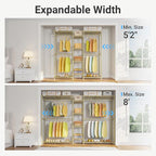 VIPEK X3 Expandable Heavy Duty Clothes Rack Adjustable from 5'2" to 8' with Adjustable Shelves and Hanger Rods, Large Freestanding Clothing Racks Reach-in & Walk-in Closet, Max Load 1210LBS, Gold