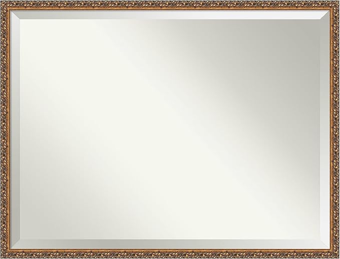 Amanti Art Bronze Wall Mirror 32x42 Antique Bronze Rectangle Bathroom Mirror for Wall Decor Living Room, X-Large Traditional Wood Frame, Hangs Horizonally and Vertically, Bathroom Decor, Beveled Edge