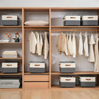 2 Pack Shoe Organizer for Closet,Shoe Storage Organizer with Wheels, Fits up to 32 Pairs,Adjustable Dividers,Fabric Shoe Storage Bins with Clear Cover,Beige and Grey