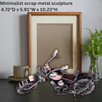 Trebisky Metal Motorcycle Sculpture (Copper Chopper) – Vintage Scrap Art Desk Decor for Office & Home, Unique for Dad, Men, Father, or Biker Enthusiasts